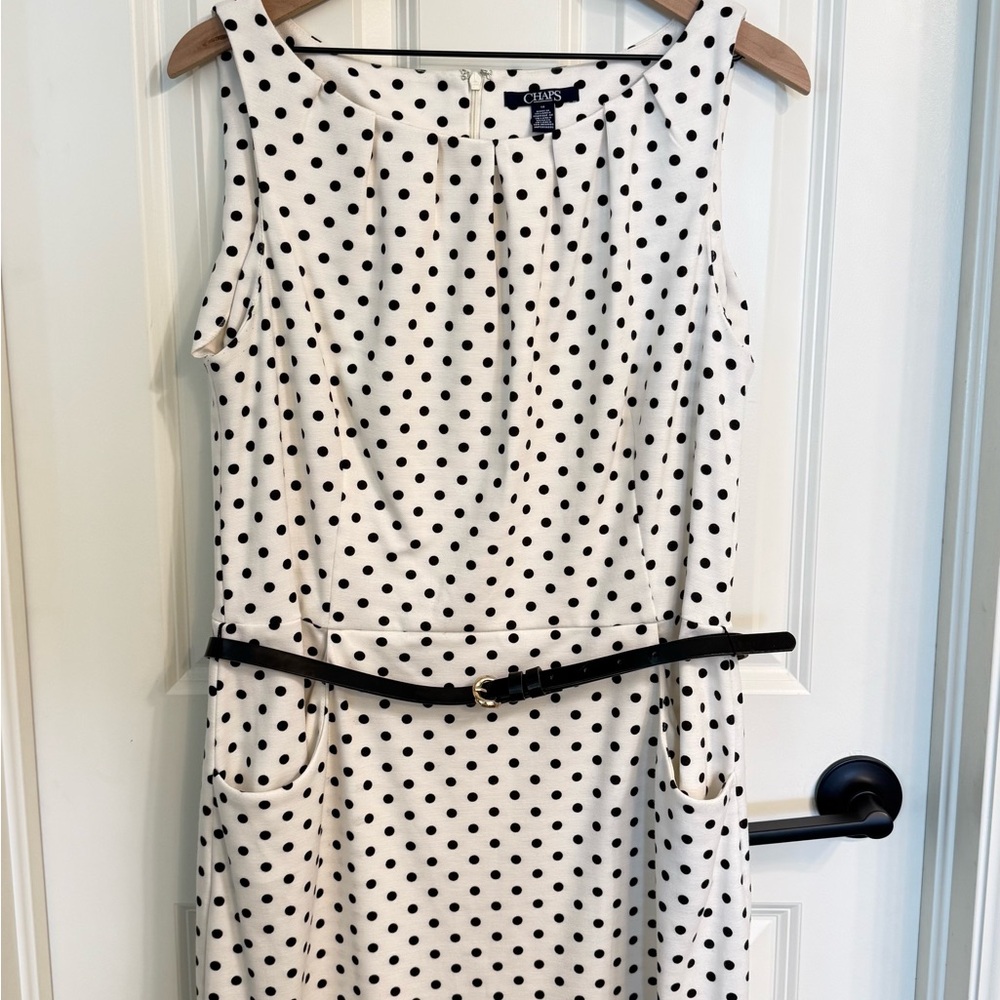 Calvin Klein Black and White Polka Dot Midi Dress